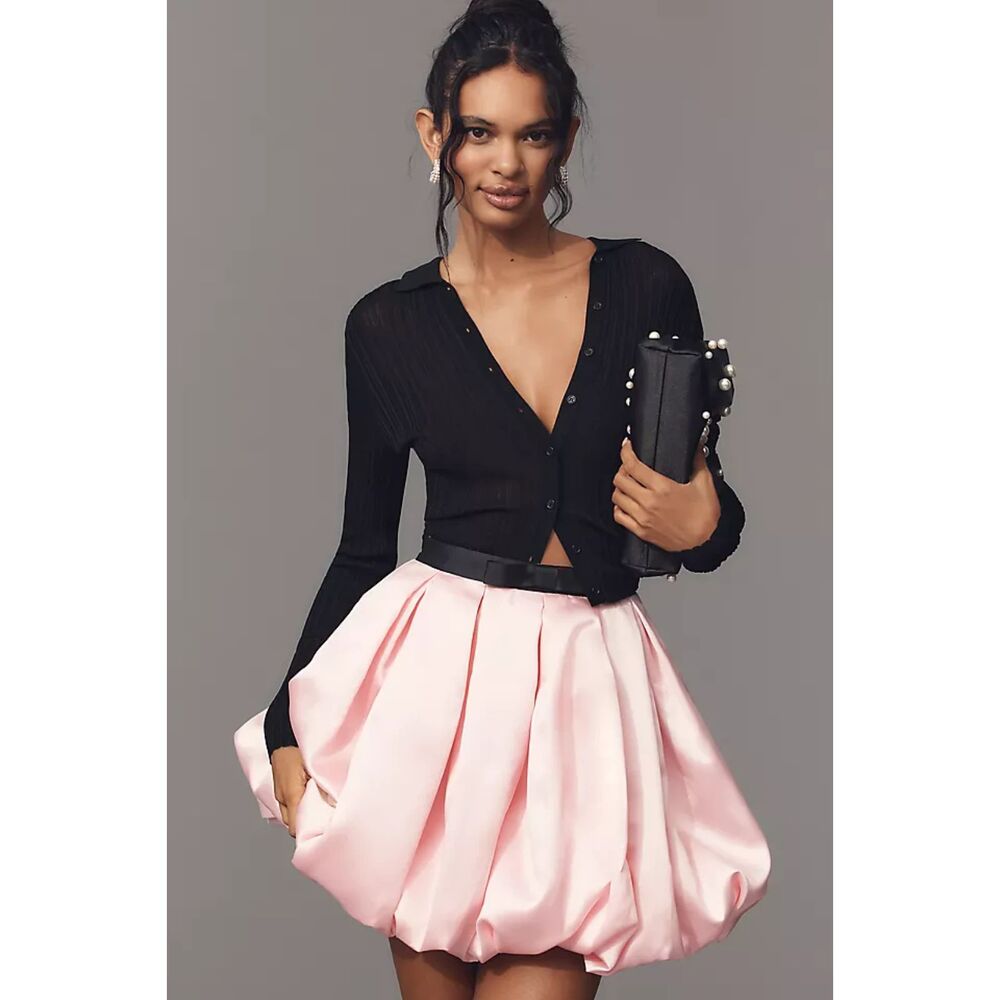 Hutch Full Pleated Bubble Mini Skirt Women 8 Fits 6 Pink Coquette Ballerinacore